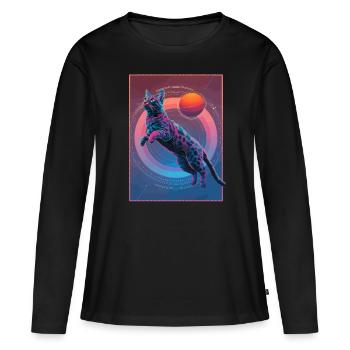 Animal Art Planète Fantasy Oeuvre Chat et - T-shirt manches longues Premium bio Femme - noir - Devant - Julia (174cm)