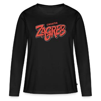 Zagreb Souvenir Croatie - T-shirt manches longues Premium bio Femme - noir - Devant - Julia (174cm)