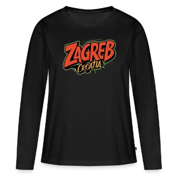 Zagreb, Croatie, Souvenir - T-shirt manches longues Premium bio Femme - noir - Devant - Julia (174cm)
