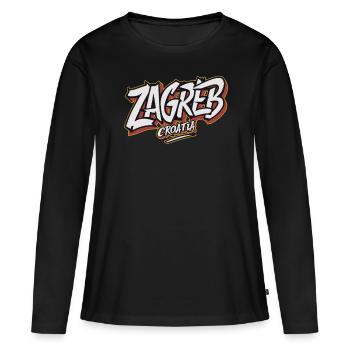 Zagreb, Croatie, Souvenir - T-shirt manches longues Premium bio Femme - noir - Devant - Julia (174cm)
