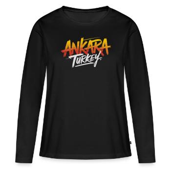 Souvenir Ankara Turquie - T-shirt manches longues Premium bio Femme - noir - Devant - Julia (174cm)