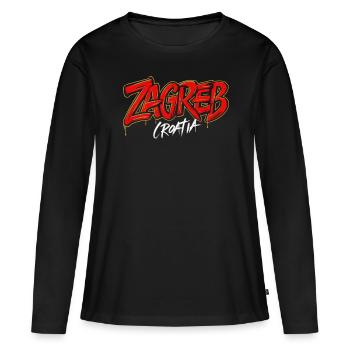 Zagreb, Croatie, Souvenir - T-shirt manches longues Premium bio Femme - noir - Devant - Julia (174cm)
