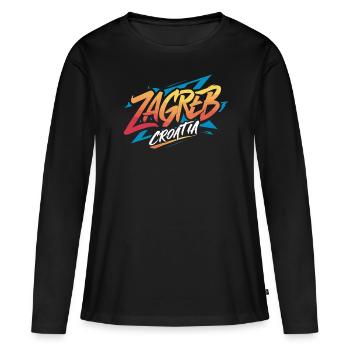 Zagreb, Croatie, Souvenir - T-shirt manches longues Premium bio Femme - noir - Devant - Julia (174cm)