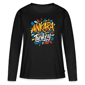Souvenir Ankara Turquie - T-shirt manches longues Premium bio Femme - noir - Devant - Julia (174cm)