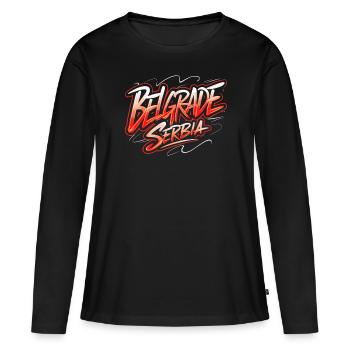 Belgrade Serbie Souvenir - T-shirt manches longues Premium bio Femme - noir - Devant - Julia (174cm)