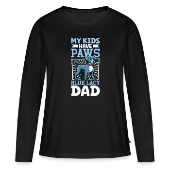 Bleu dentelle papa - T-shirt manches longues Premium bio Femme - noir - Devant - Julia (174cm)