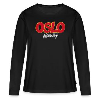 Oslo Norvège Souvenir Souvenir de voyage - T-shirt manches longues Premium bio Femme - noir - Devant - Julia (174cm)