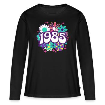 Retro Groovy Jahr 1985 Frauen 40 Jahre alter Geburtstag - Frauen Premium Bio Langarmshirt - Schwarz - Vorne - Julia (174cm)