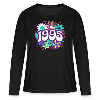 Retro Groovy Year 1995 Women 30 Years Birthday - Women's Premium Organic Long Sleeve Shirt - black - Front - Julia (174cm)