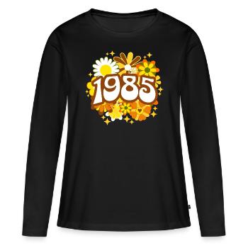 Retro Groovy Jahr 1985 Frauen 40 Jahre alter Geburtstag - Frauen Premium Bio Langarmshirt - Schwarz - Vorne - Julia (174cm)