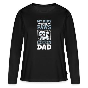 Coton de Tulear Papa - T-shirt manches longues Premium bio Femme - noir - Devant - Julia (174cm)