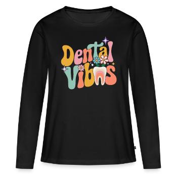 Groovy Retro Dental Woman Dentist - Women's Premium Organic Long Sleeve Shirt - black - Front - Julia (174cm)
