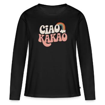 Ciao Cacao - T-shirt manches longues Premium bio Femme - noir - Devant - Julia (174cm)