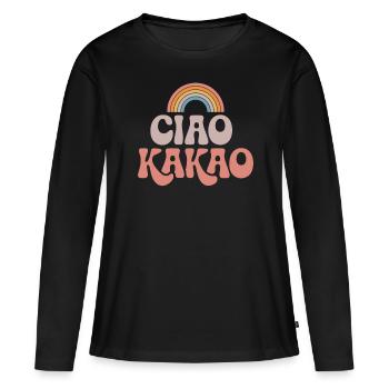 Ciao Cacao - T-shirt manches longues Premium bio Femme - noir - Devant - Julia (174cm)