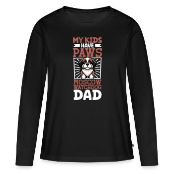 Garde de Moscou Chien Papa - T-shirt manches longues Premium bio Femme - noir - Devant - Julia (174cm)