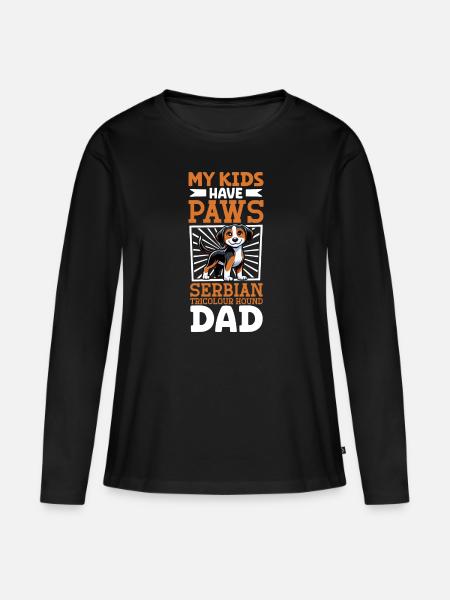 Dreifarbiger Serbischer Laufhund Papa - Frauen Premium Bio Langarmshirt - Schwarz