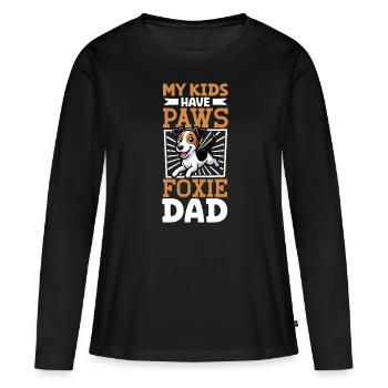 Fox terrier à poil lisse papa - T-shirt manches longues Premium bio Femme - noir - Devant - Julia (174cm)