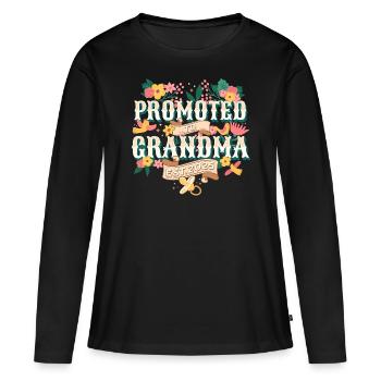 Promue Grand-mère 2025 Bientôt Mamie - T-shirt manches longues Premium bio Femme - noir - Devant - Julia (174cm)