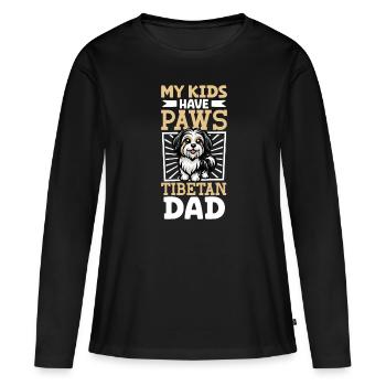 Papa terrier tibétain - T-shirt manches longues Premium bio Femme - noir - Devant - Julia (174cm)