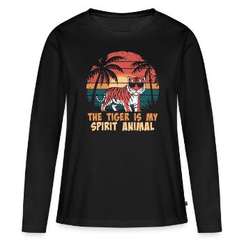 Der Tiger Ist Mein Spiritueller Begleiter - Frauen Premium Bio Langarmshirt - Schwarz - Vorne - Julia (174cm)