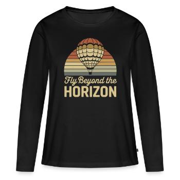 Fliege Jenseits des Horizonts Heißluftballon - Frauen Premium Bio Langarmshirt - Schwarz - Vorne - Julia (174cm)