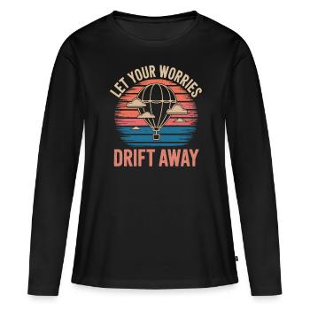 Laissez vos soucis s’envoler Montgolfière - T-shirt manches longues Premium bio Femme - noir - Devant - Julia (174cm)