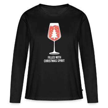 Rempli d’ de Noël - T-shirt manches longues Premium bio Femme - noir - Devant - Julia (174cm)
