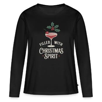 Rempli d’ de Noël et festif - T-shirt manches longues Premium bio Femme - noir - Devant - Julia (174cm)
