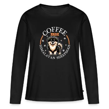 Café et chien de berger de l’Himalaya - T-shirt manches longues Premium bio Femme - noir - Devant - Julia (174cm)
