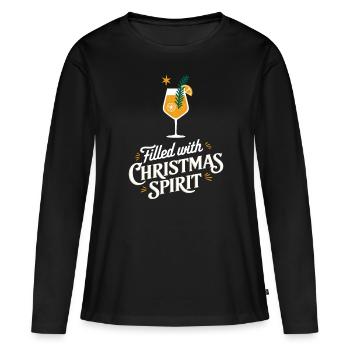 Rempli d’ de Noël - T-shirt manches longues Premium bio Femme - noir - Devant - Julia (174cm)