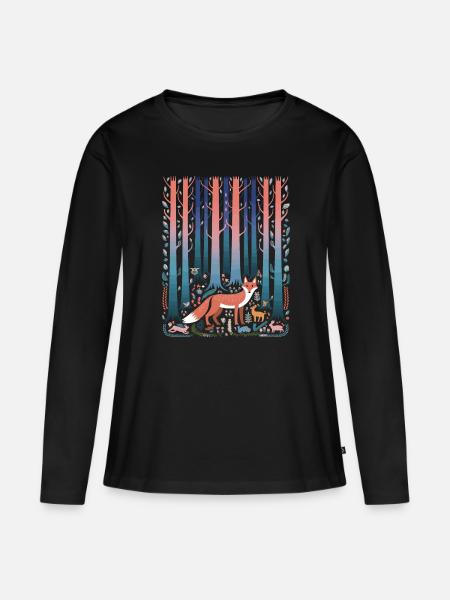 Wald Fuchs Märchenhafter Cottagecore - Frauen Premium Bio Langarmshirt - Schwarz