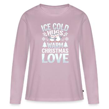 Penguin Christmas Icy Cold Hugs Warmth - Women's Premium Organic Long Sleeve Shirt - dusky pink - Front - Julia (174cm)