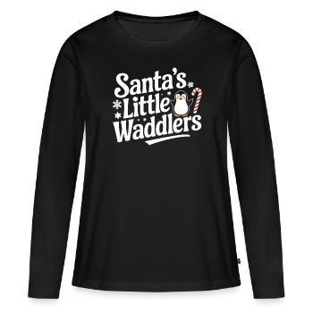 Le petit pingouin de Noël Watschel du Père Noël - T-shirt manches longues Premium bio Femme - noir - Devant - Julia (174cm)