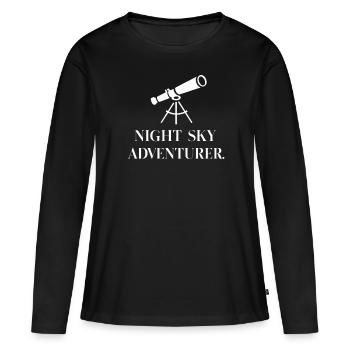 Ciel nocturne Aventuriers Astronomes amateurs - T-shirt manches longues Premium bio Femme - noir - Devant - Julia (174cm)