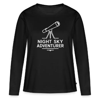 Aventurier du ciel nocturne pour les astronomes amateurs - T-shirt manches longues Premium bio Femme - noir - Devant - Julia (174cm)