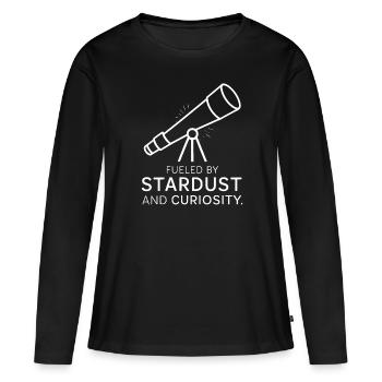 Poussé par la poussière d’étoiles et la curiosité pour - T-shirt manches longues Premium bio Femme - noir - Devant - Julia (174cm)