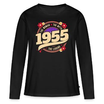 Vintage 1955 Legend 70 Years Anniversary Women - Women's Premium Organic Long Sleeve Shirt - black - Front - Julia (174cm)