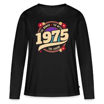 Millésime 1975 Légende 50 Ans Anniversaire Femme - T-shirt manches longues Premium bio Femme - noir - Devant - Julia (174cm)