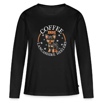 Café et Lancashire Heeler - T-shirt manches longues Premium bio Femme - noir - Devant - Julia (174cm)