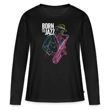 Né pour le jazz et les mélodies de saxophone - T-shirt manches longues Premium bio Femme - noir - Devant - Julia (174cm)