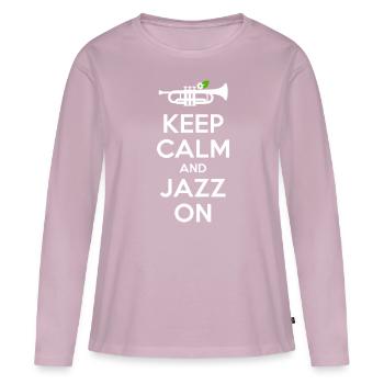 Stay calm and keep listening to jazz - Women's Premium Organic Long Sleeve Shirt - dusky pink - Front - Julia (174cm)