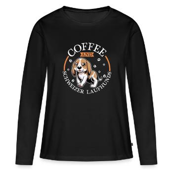 Café et Swiss Hound - T-shirt manches longues Premium bio Femme - noir - Devant - Julia (174cm)