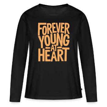 Forever young at heart, birthday getting older - Women's Premium Organic Long Sleeve Shirt - black - Front - Julia (174cm)