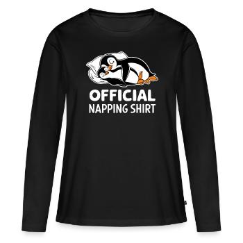 Offizielles Schlummer-Shirt Mit Pinguinen - Frauen Premium Bio Langarmshirt - Schwarz - Vorne - Julia (174cm)