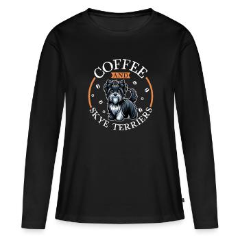 Kaffee und Skye Terrier - Frauen Premium Bio Langarmshirt - Schwarz - Vorne - Julia (174cm)