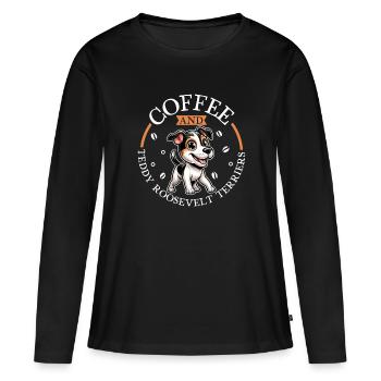 Café et Teddy Roosevelt Terrier - T-shirt manches longues Premium bio Femme - noir - Devant - Julia (174cm)