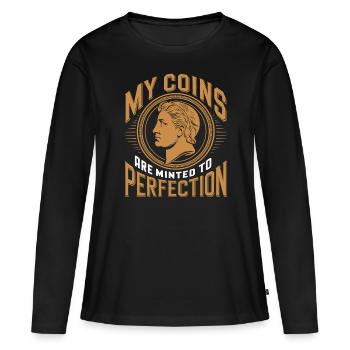 Mes pièces sont parfaitement frappées - T-shirt manches longues Premium bio Femme - noir - Devant - Julia (174cm)