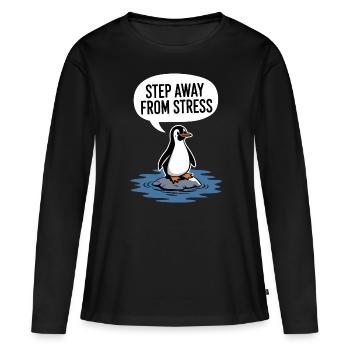 Pingouin : il suffit de se déconnecter - T-shirt manches longues Premium bio Femme - noir - Devant - Julia (174cm)