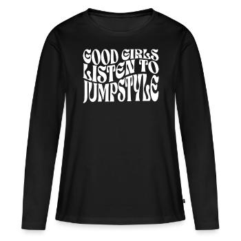 Filles Écoutent De La Jumpstyle EDM - T-shirt manches longues Premium bio Femme - noir - Devant - Julia (174cm)