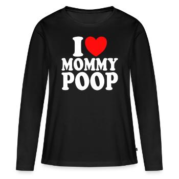 Ich liebe Humor über Mütter - Frauen Premium Bio Langarmshirt - Schwarz - Vorne - Julia (174cm)